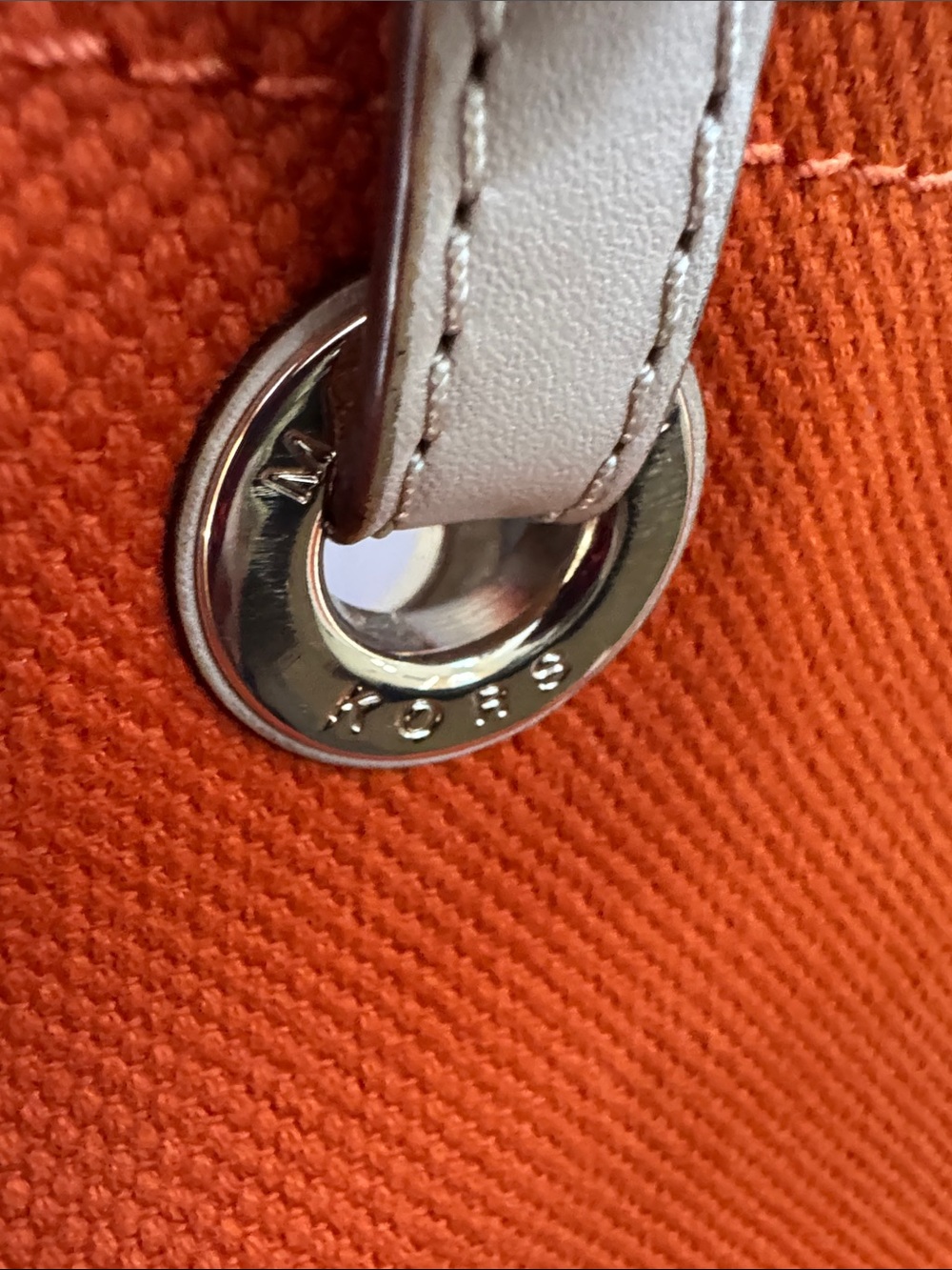 Michael Kors Burnt Orange Canvas Tote with Tan Leather Straps - Picture 3 of 11